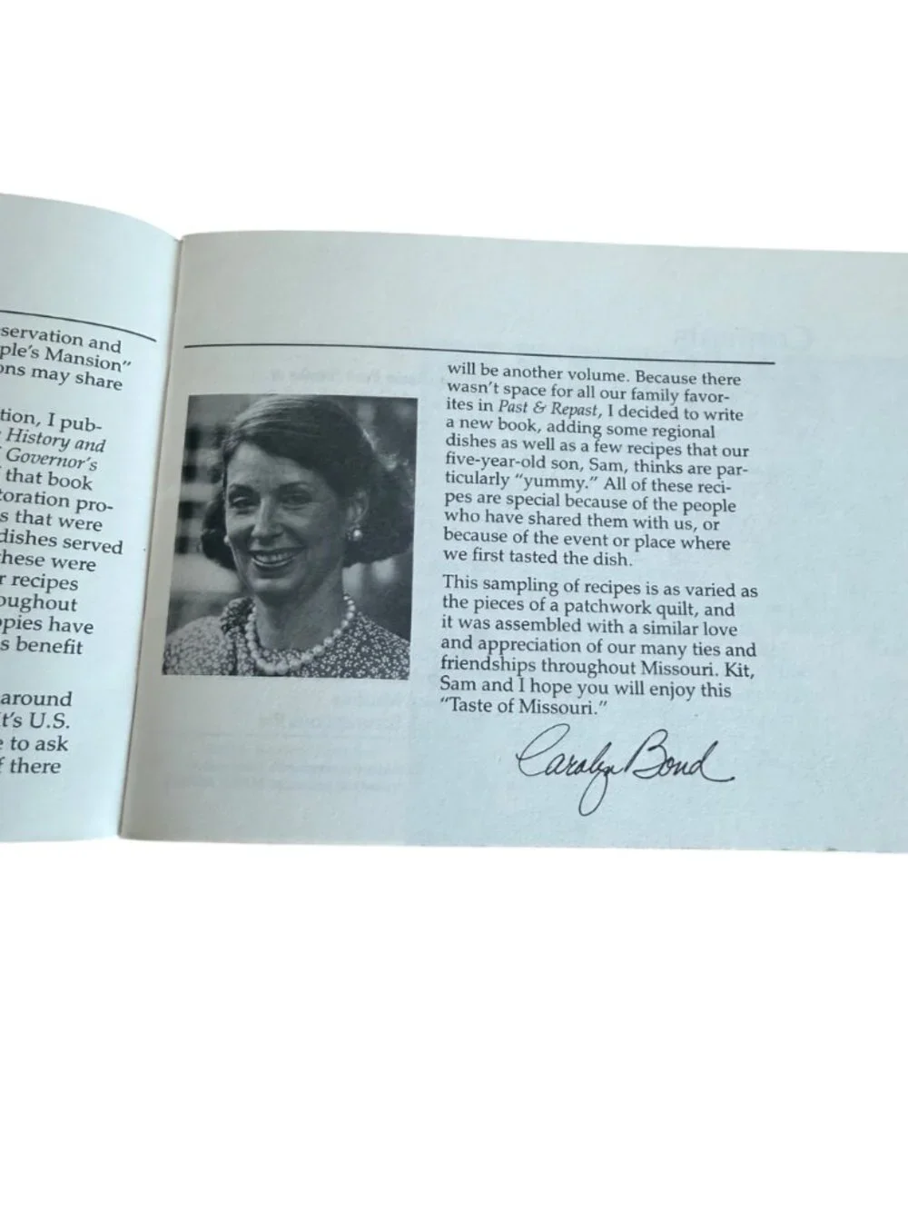 A Taste Of Missouri Bond Family Favorites Cookbook Signed Recipes Kit Carolyn